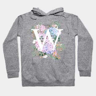 botanical monogram alphabet W hydrangea flowers Hoodie